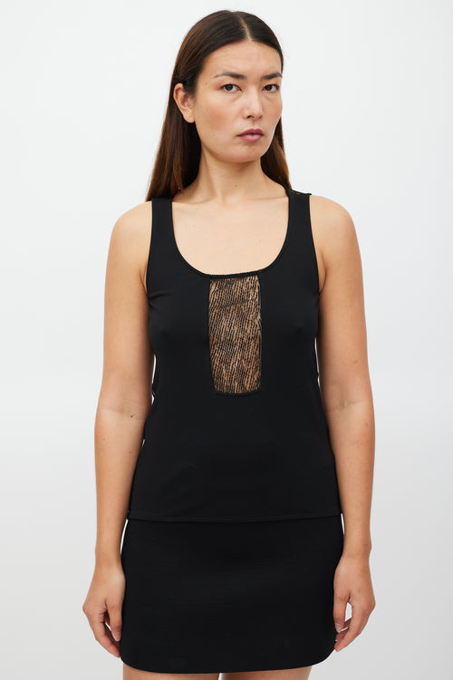 Gucci Black Lace Panelled Tank Top