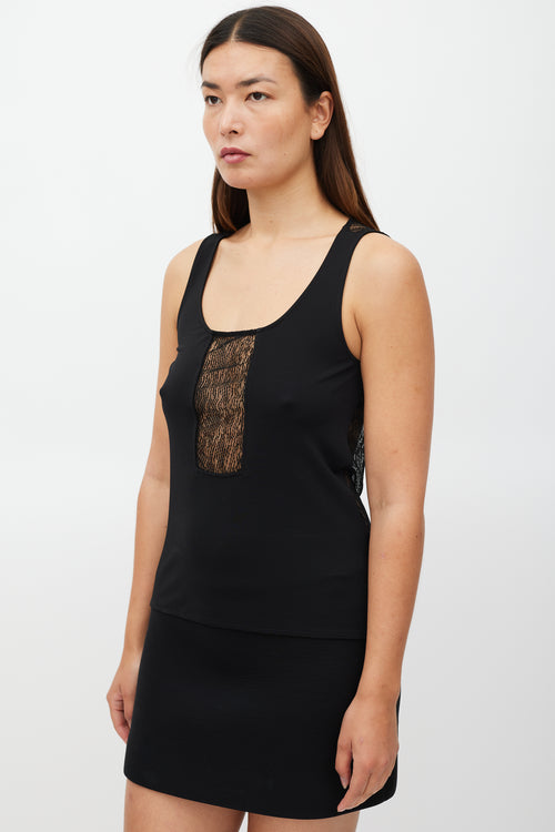 Gucci Black Lace Panelled Tank Top