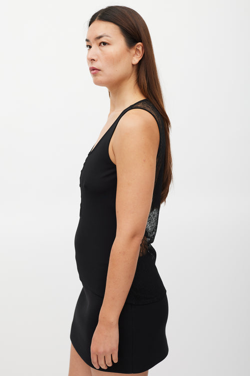 Gucci Black Lace Panelled Tank Top