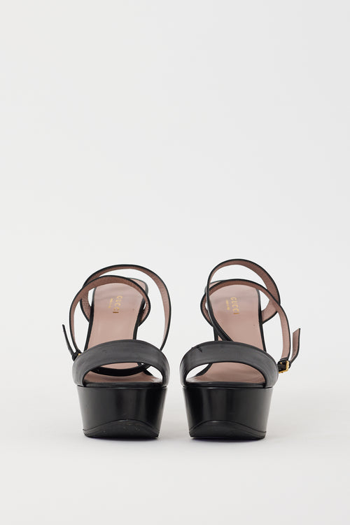 Gucci Black Leather Ankle Wrap Heel