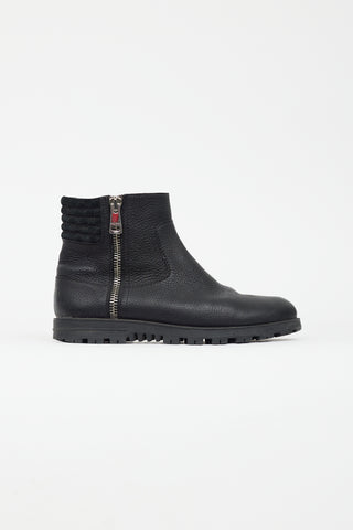 Gucci Black Leather Ankle Zip Boot