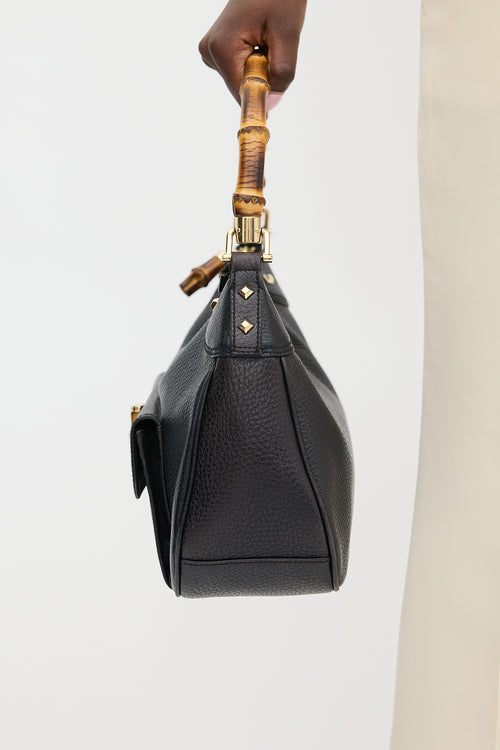 Gucci Black Leather Bamboo Shoulder Bag