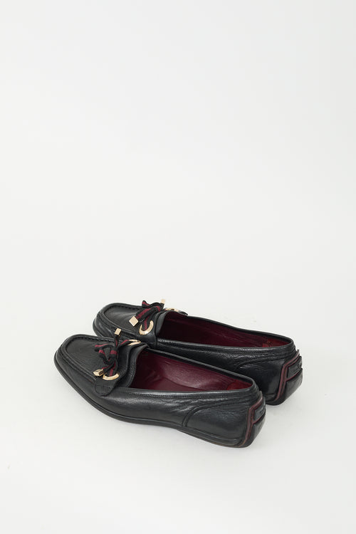 Gucci Black Leather Bow Loafer