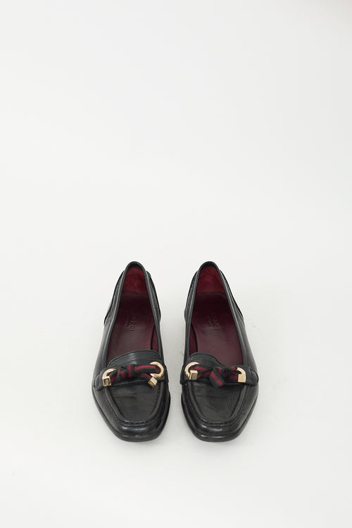 Gucci Black Leather Bow Loafer