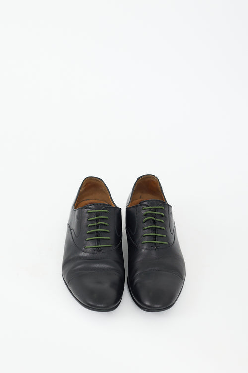 Gucci Black Leather Logo Derby