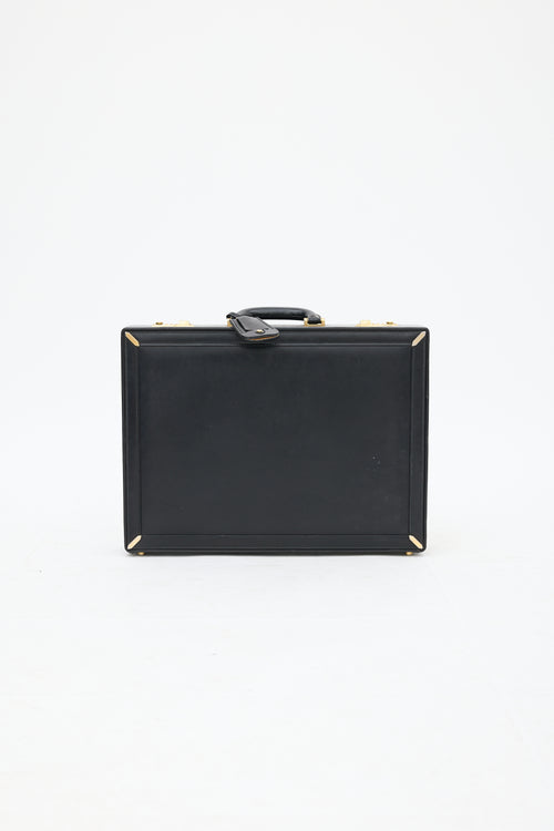 Gucci Black Leather Double Lock Suitcase