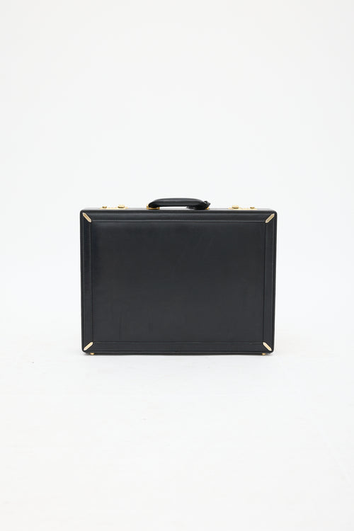 Gucci Black Leather Double Lock Suitcase