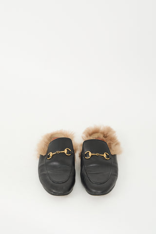 Gucci Black Leather 
Fur Princetown Loafer