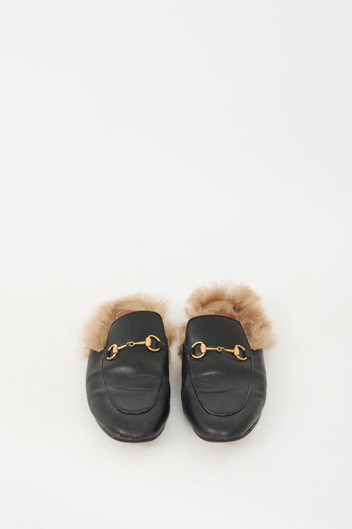 Gucci Black Leather 
Fur Princetown Loafer