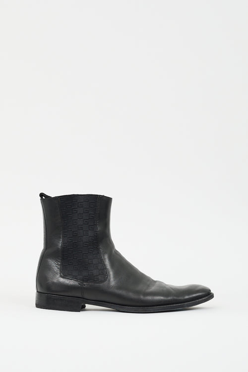 Gucci Black Leather GG Chelsea Boot