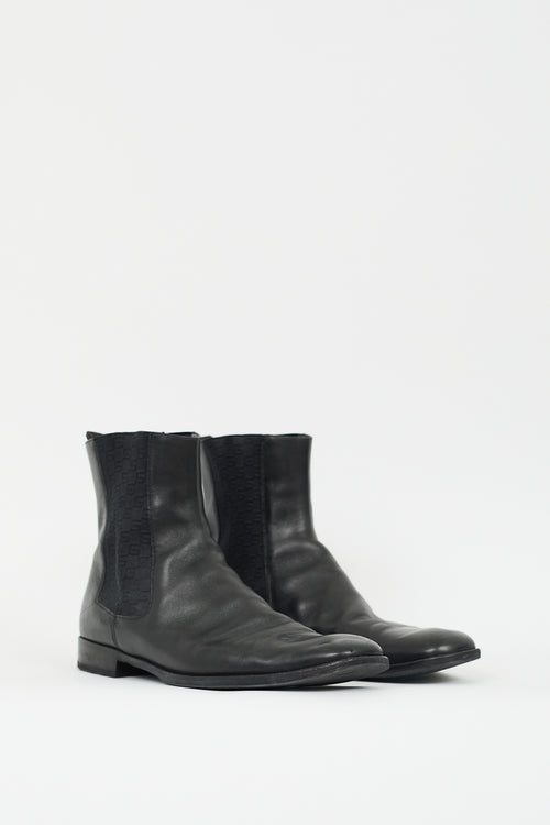 Gucci Black Leather GG Chelsea Boot