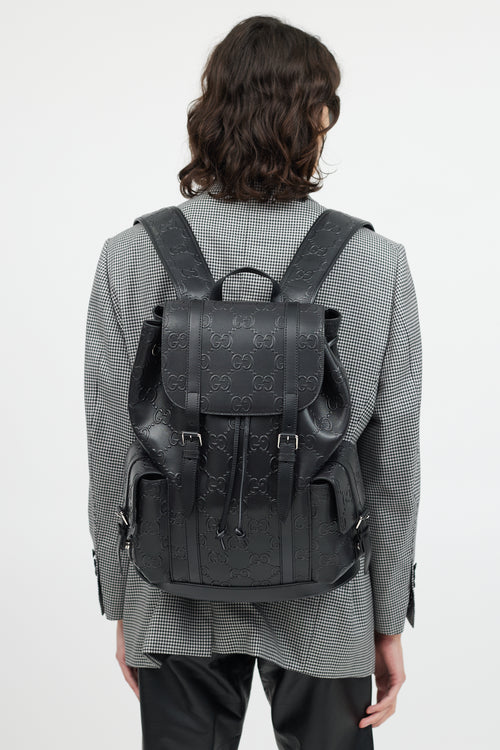 Gucci Black GG Embossed Tennis Backpack