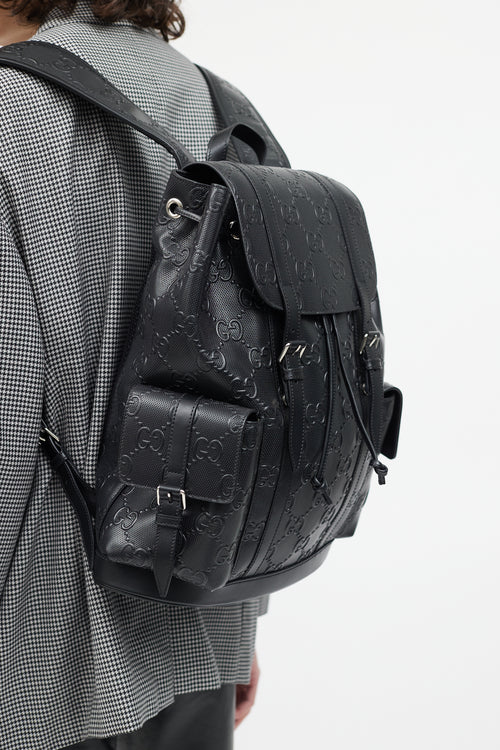 Gucci Black GG Embossed Tennis Backpack