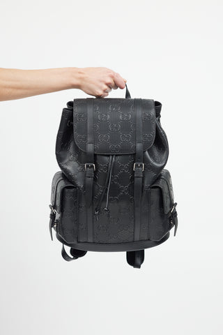 Gucci Black GG Embossed Tennis Backpack