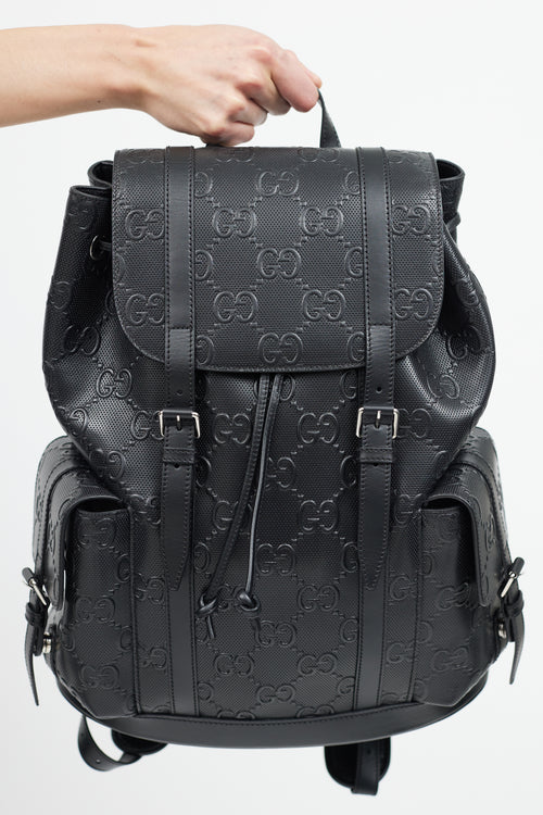 Gucci Black GG Embossed Tennis Backpack