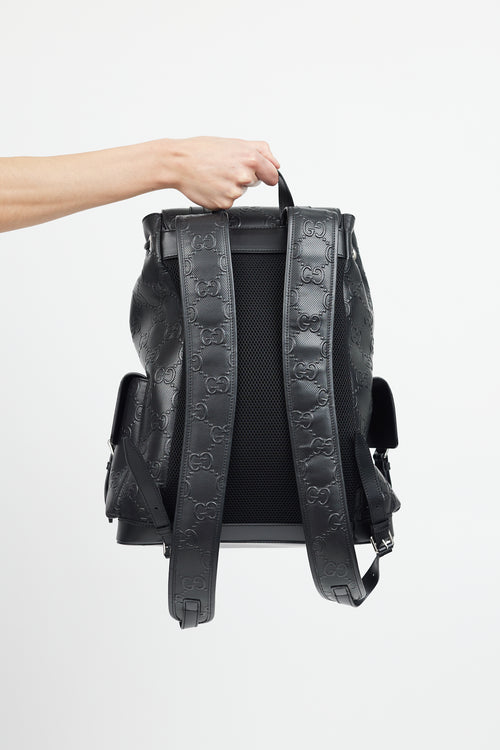 Gucci Black GG Embossed Tennis Backpack