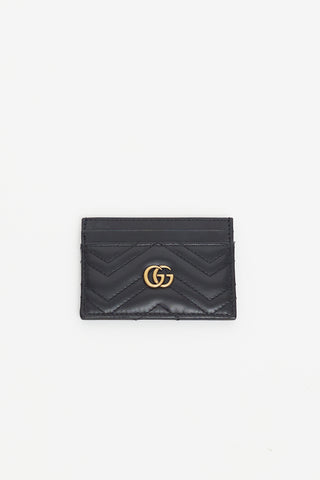 Gucci Black Leather GG Marmont Card Holder