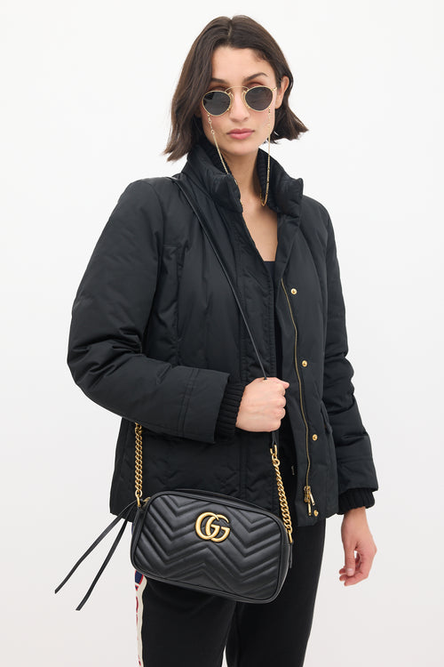 Gucci Black Leather GG Marmont Quilted Bag