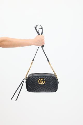 Gucci Black Leather GG Marmont Quilted Bag