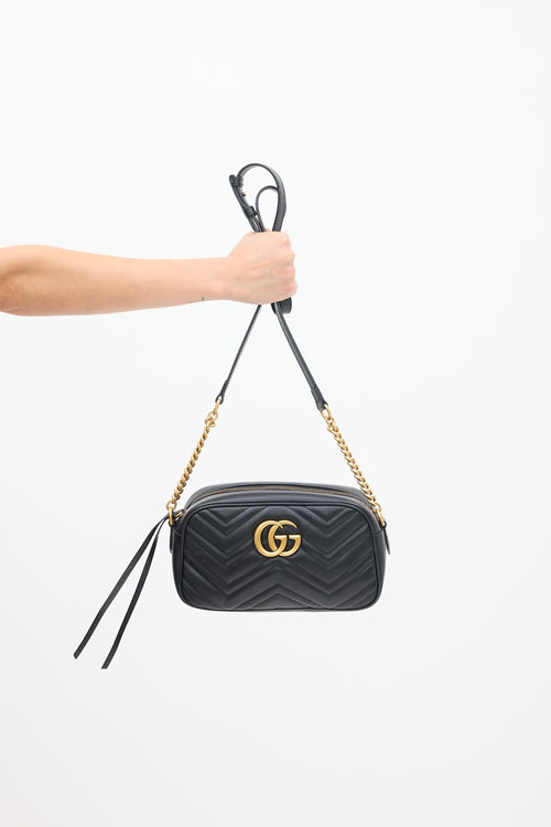 Gucci Black Leather GG Marmont Quilted Bag