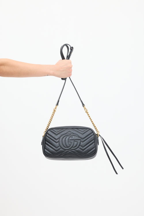 Gucci Black Leather GG Marmont Quilted Bag