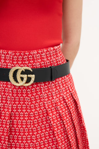 Gucci Leather Textured GG Marmont Belt