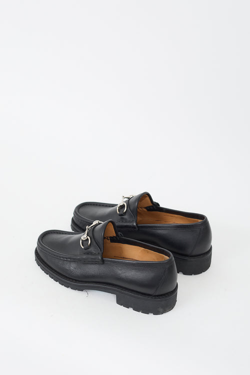 Gucci Black Leather Treaded Sole Loafer