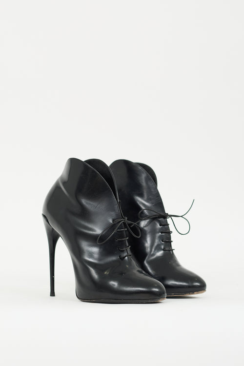 Gucci Black Leather Kim Lace Up Boot