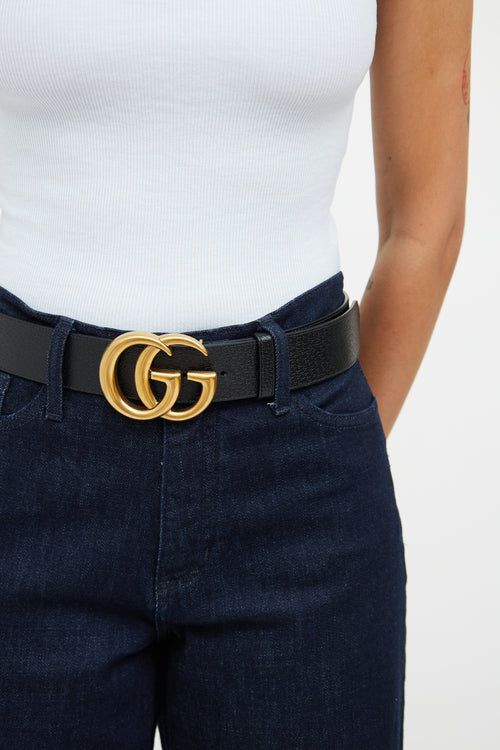 Gucci Black Leather Marmont Belt