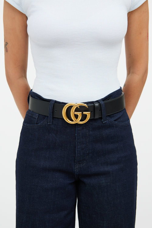 Gucci Black Leather Marmont Belt