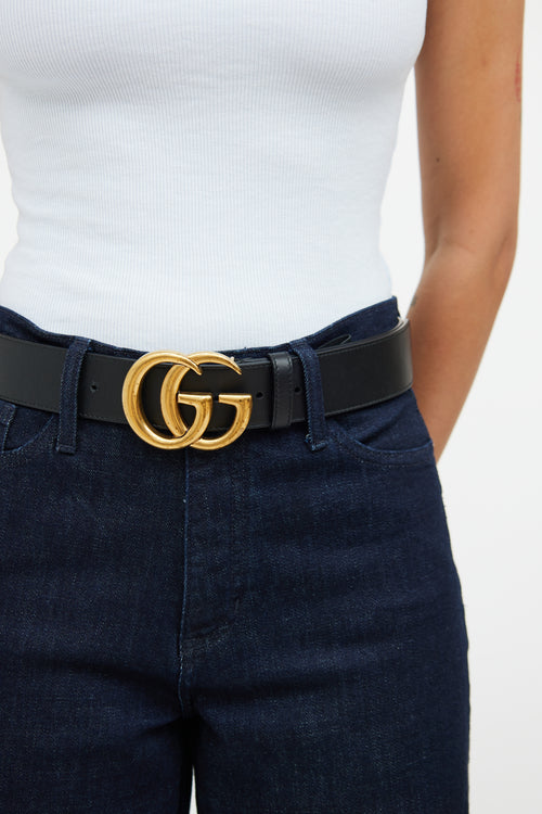 Gucci Black Leather Marmont Belt