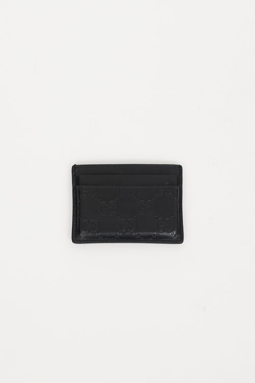 Gucci Black Leather Monogram Card Holder