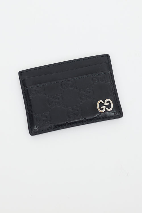 Gucci Black Leather Monogram Card Holder