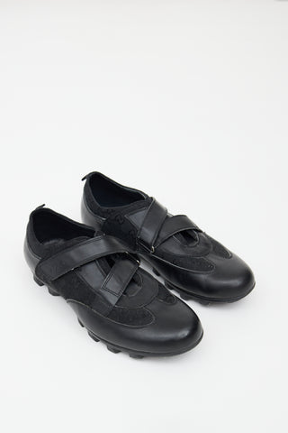 Gucci Black Leather Monogram Treaded Shoe