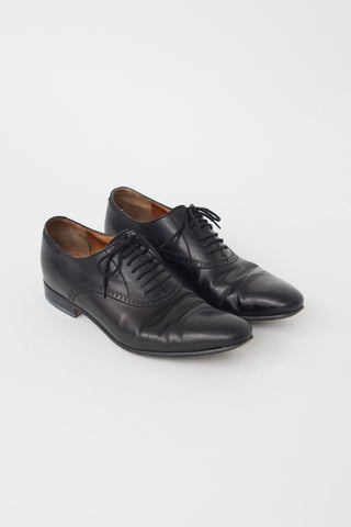 Gucci Black Leather Brogue Oxford