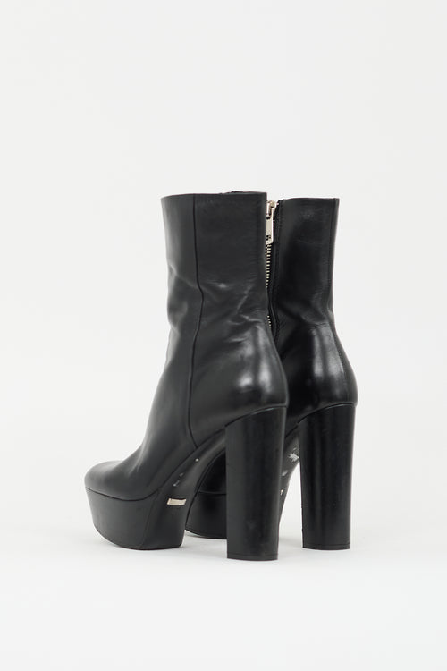 Gucci Black Leather Malaga Platform Boot