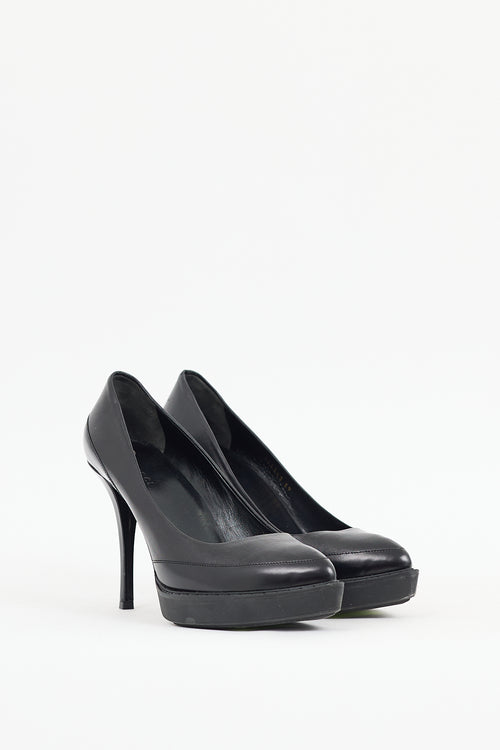 Gucci Black Leather Platform Heel