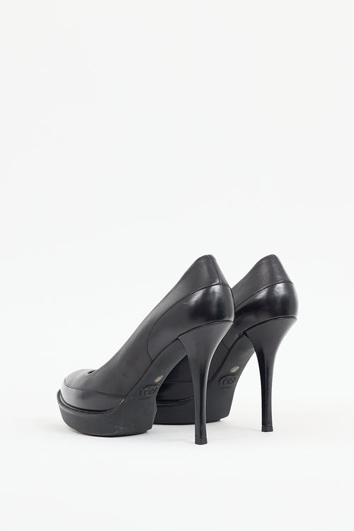 Gucci Black Leather Platform Heel