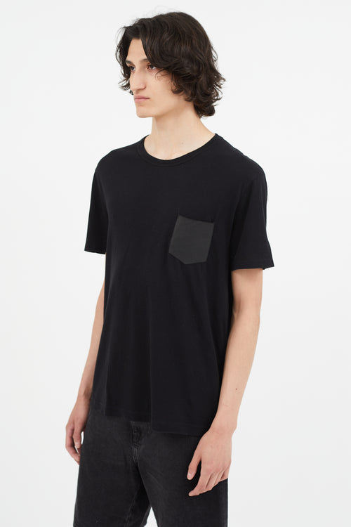 Gucci Black Leather Pocket T-Shirt