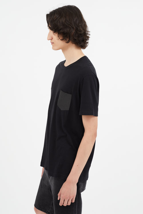 Gucci Black Leather Pocket T-Shirt