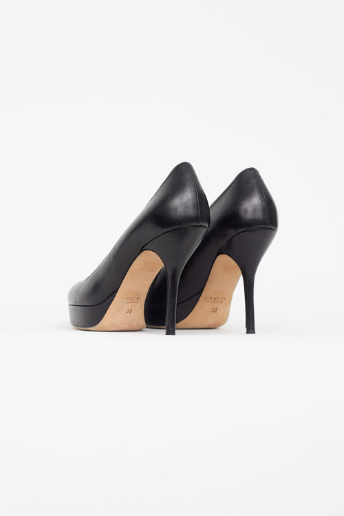 Gucci Black Leather Pointed Toe Heel