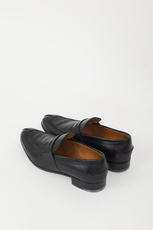 Gucci Black Leather Pointed Toe Penny Loafer