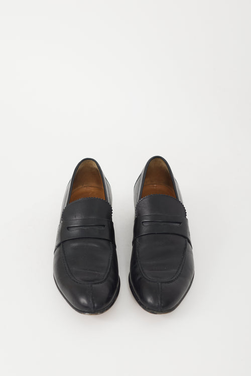 Gucci Black Leather Pointed Toe Penny Loafer