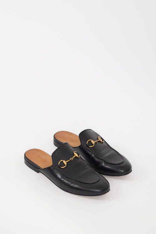 Gucci Black Leather Princetown Mule