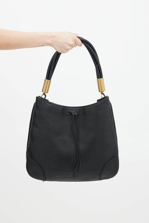 Gucci Black Leather Twist Handle Shoulder Bag