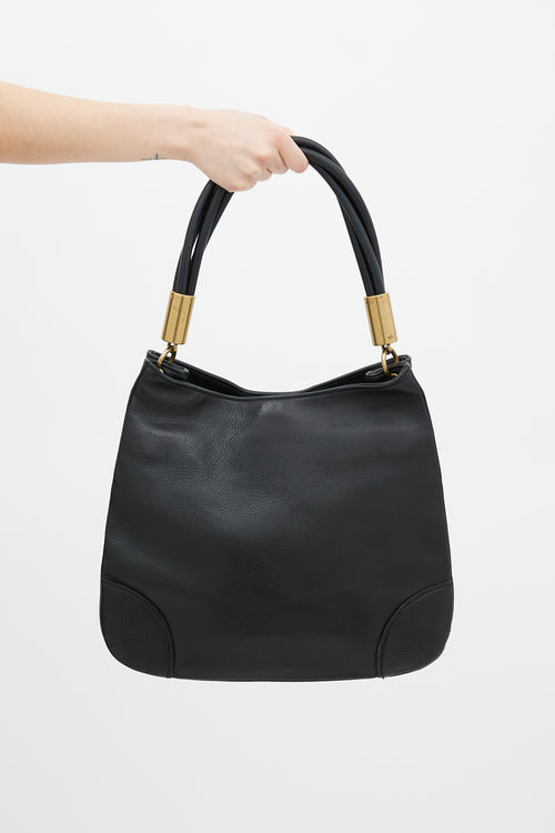 Gucci Black Leather Twist Handle Shoulder Bag