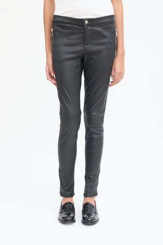 Gucci Black Leather Skinny Trouser