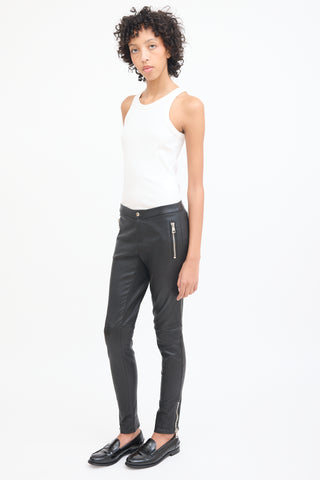 Gucci Black Leather Skinny Trouser