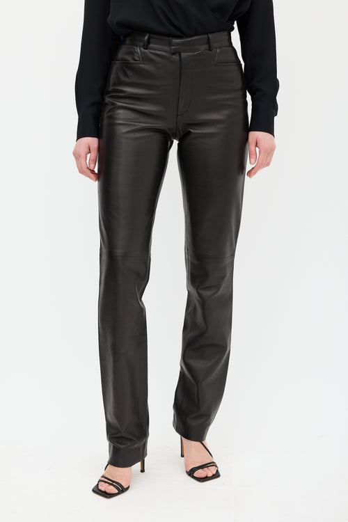 Gucci Black Leather Slim Trouser