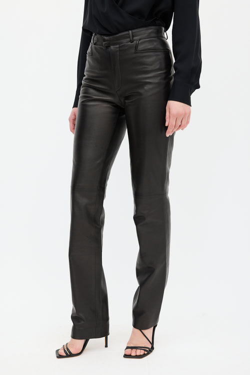 Gucci Black Leather Slim Trouser